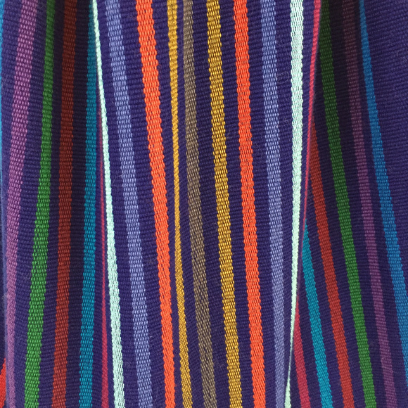 Mexican Striped Woven Tote Bag Women's Handmade - Picture 2 of 3